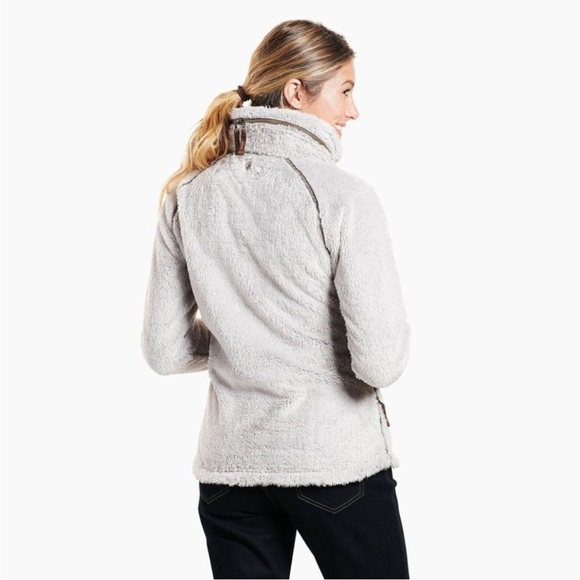 Womens Kuhl Tan Beige Stone Flight Fleece Pullover Hidden Hoodie Sweater - Picture 2 of 7